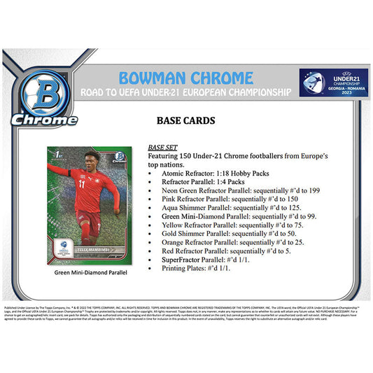 2022 Bowman Chrome Road to UEFA Under 21 European Championship Soccer Hobby 12 Box Case