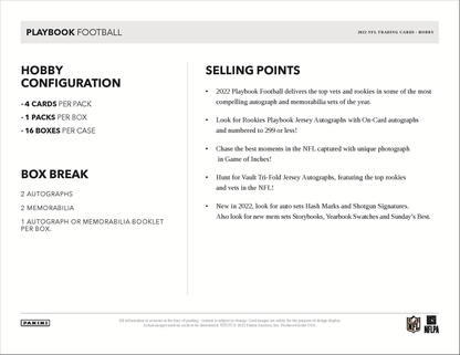 2022 Panini Playbook Football Hobby 16 Box Case