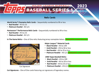 2023 Topps Series 1 Baseball Hobby 12 Box Case