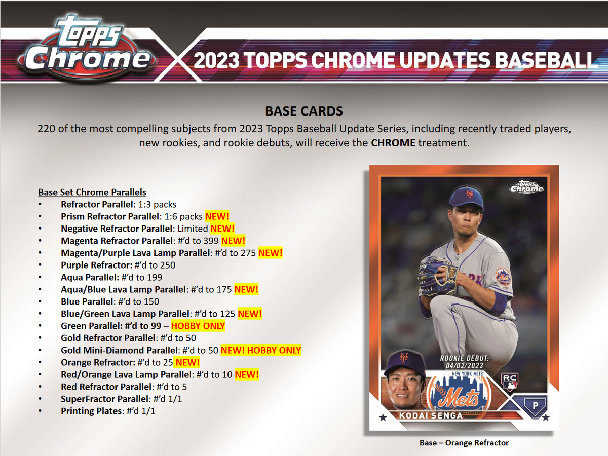 2023 Topps Chrome Update Series Baseball Hobby 6 Box Case