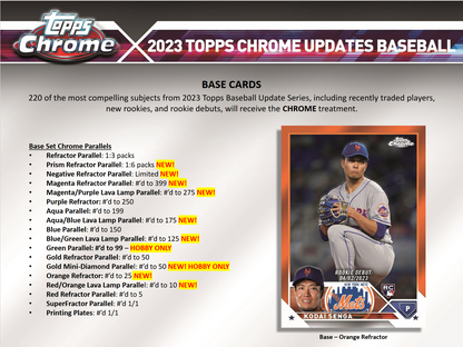 2023 Topps Chrome Update Series Baseball Hobby 6 Box Case