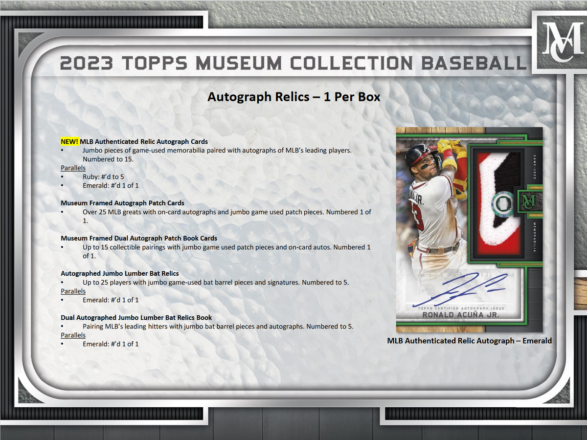 2023 Topps Museum Collection Baseball Hobby 12 Box Case