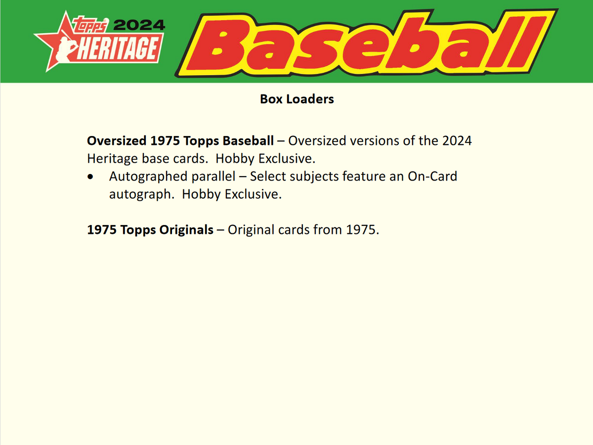 2024 Topps Heritage Baseball Hobby 12 Box Case