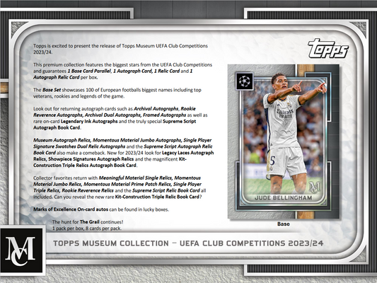 2023-24 Topps UEFA Club Competitions Museum Collection Soccer Hobby 12 Box Case