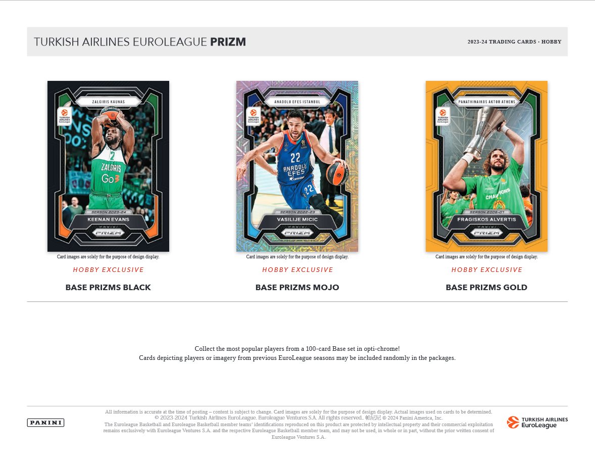 2023-24 Panini Prizm Euro league Basketball Hobby 10 Box Case