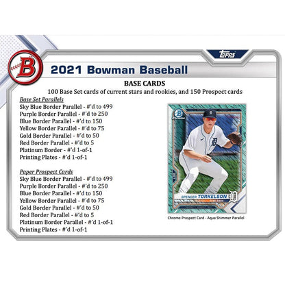 2021 Bowman Baseball Jumbo HTA Hobby 8 Box Case