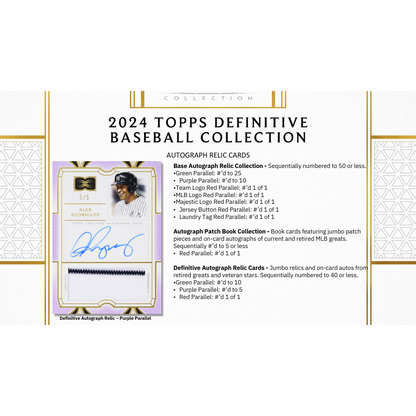2024 Topps Definitive Baseball Hobby 2 Box Case